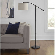 Casa Bella Living Oatmeal Shade With Rubbed Bronze Base Adjustable Modern Arc Floor Lamo