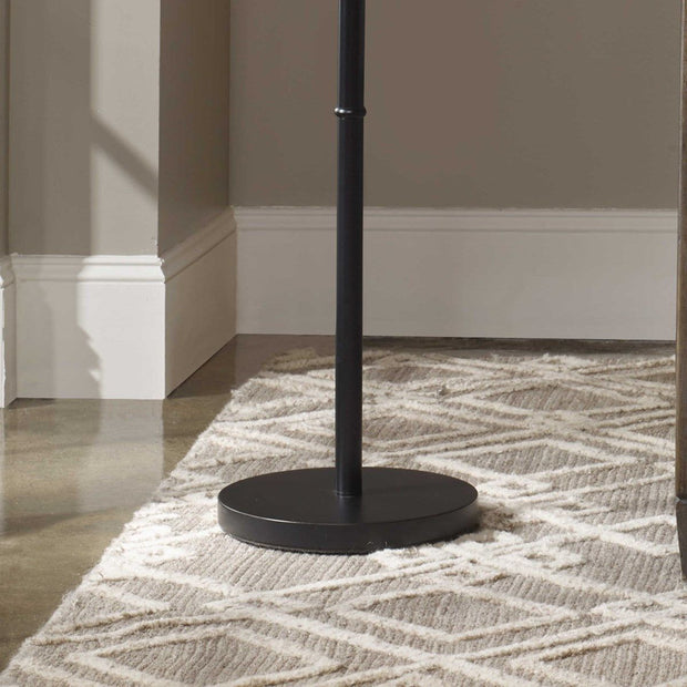 Casa Bella Living Oatmeal Shade With Rubbed Bronze Base Adjustable Modern Arc Floor Lamo