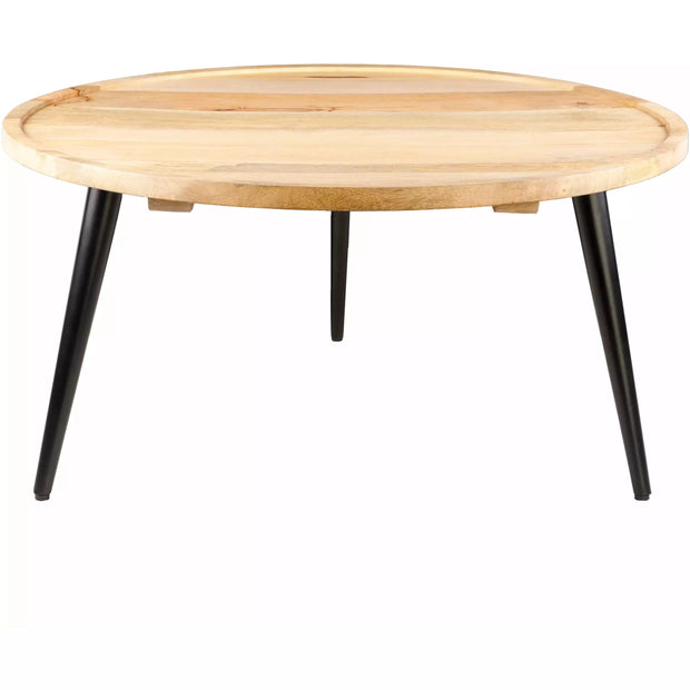 Surya Saraswati Modern Natural Wood Top With Black Metal Base Round Coffee Table WTI-001