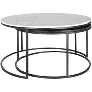 Surya Alexine Modern White & Black Marble Top With Black Metal Base Round Nesting Coffee Tables XLE-001
