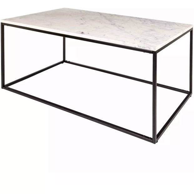 Surya Aryaa Modern White Marble Top With Black Metal Base Coffee Table YAA-001