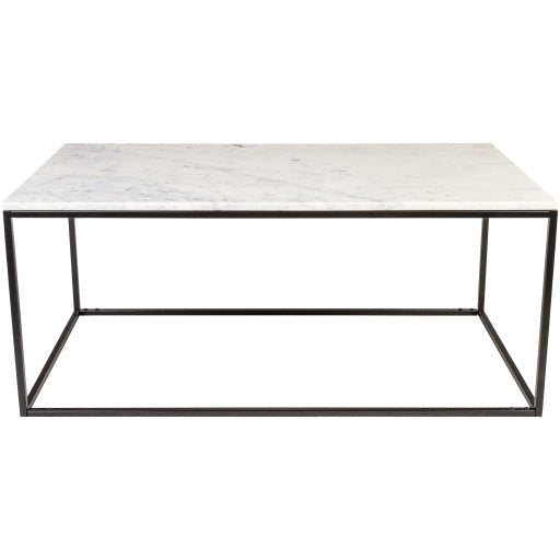 Surya Aryaa Modern White Marble Top With Black Metal Base Coffee Table YAA-001