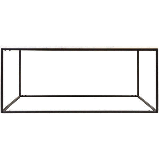 Surya Aryaa Modern White Marble Top With Black Metal Base Coffee Table YAA-001