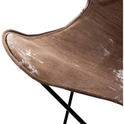 Surya Nizhoni Modern Leather Sling Chair With Black Metal Legs