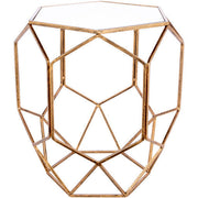 Surya Zig Zag Modern Glass Top With Gold Metal Base Accent Side Table ZIA-002